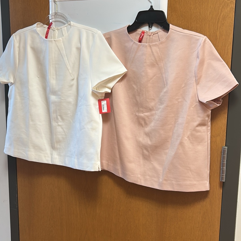 SPANX White and Pink Short Sleeve Tees